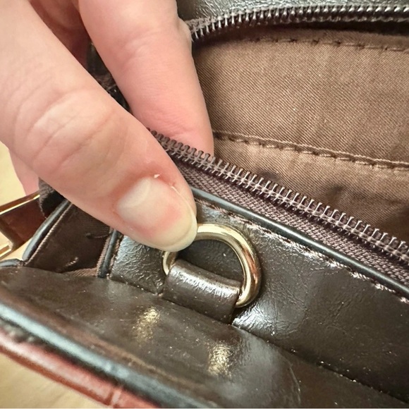 Snakeskin Red Brown Faux Leather Purse Handbag Gold Trim Structured Classy Bag - Picture 7 of 7